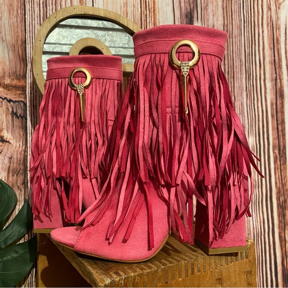 Fuschia Fringe Ankle Bootie - Picture 2 of 15